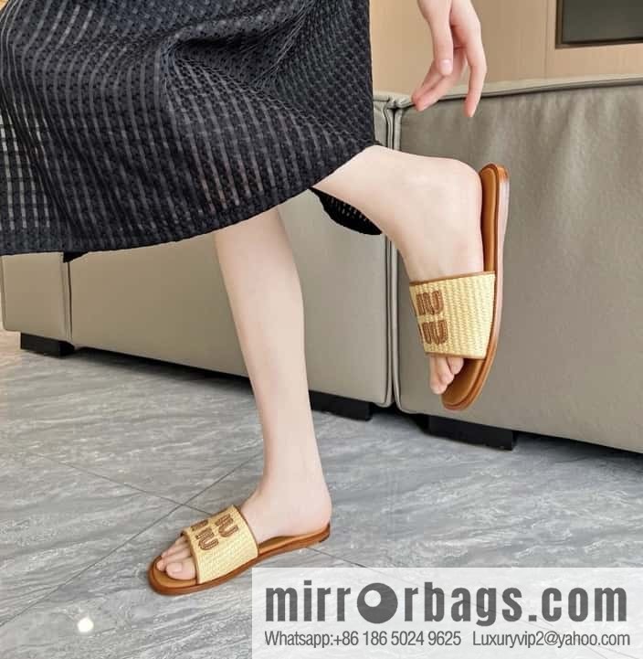 Miao Miao | | Spring and summer raffia woven alphabet slippers