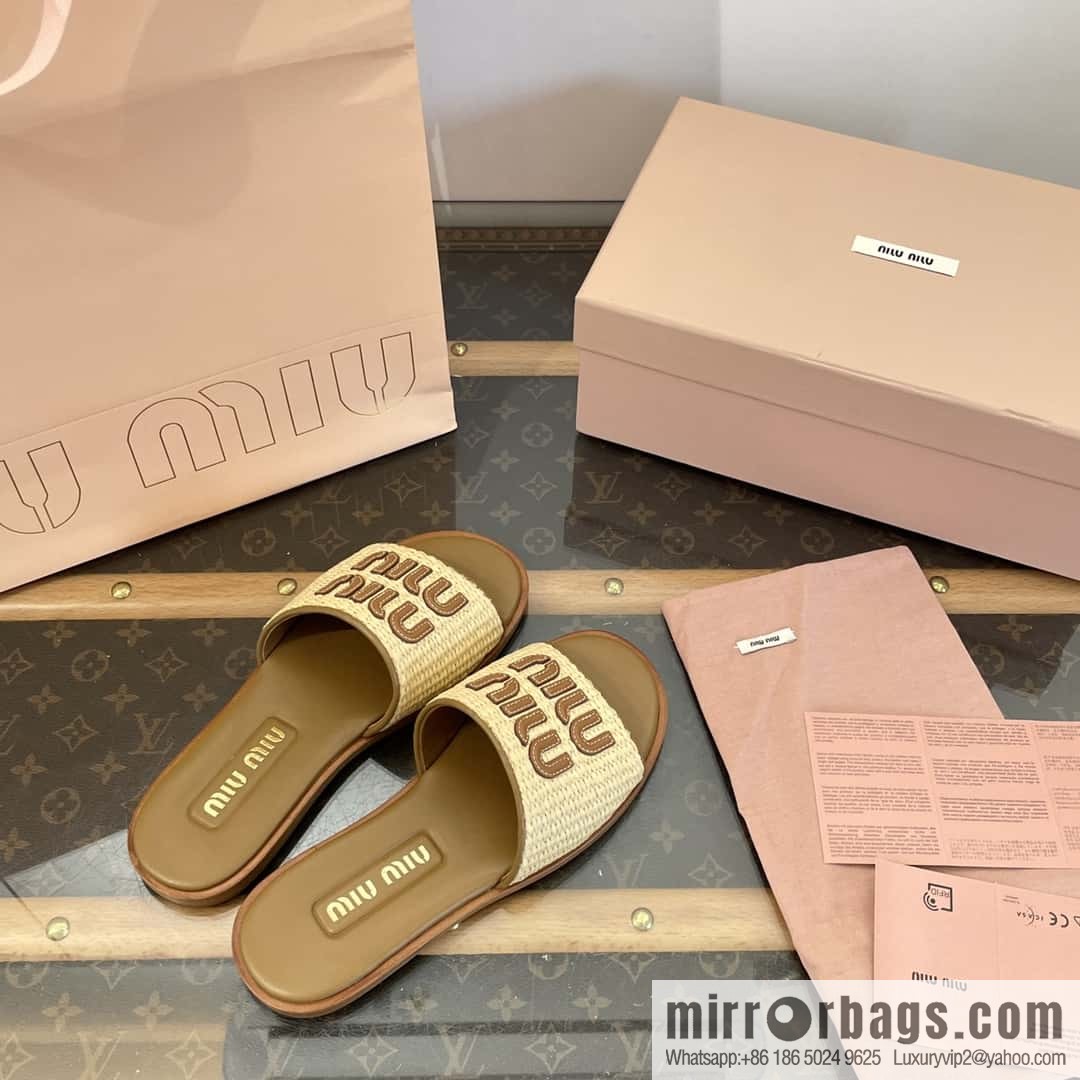 Miao Miao | | Spring and summer raffia woven alphabet slippers
