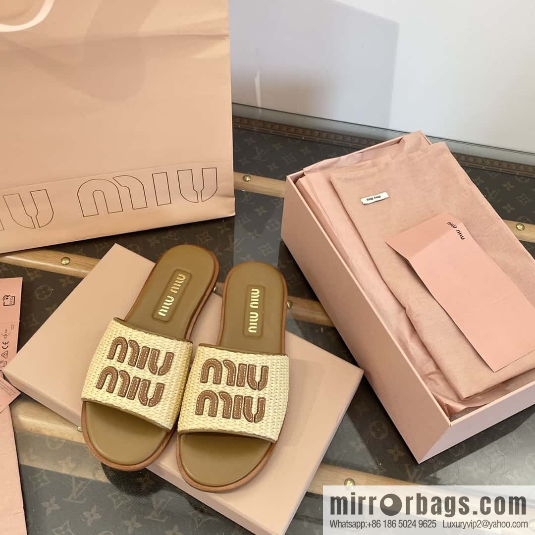 Miao Miao | | Spring and summer raffia woven alphabet slippers