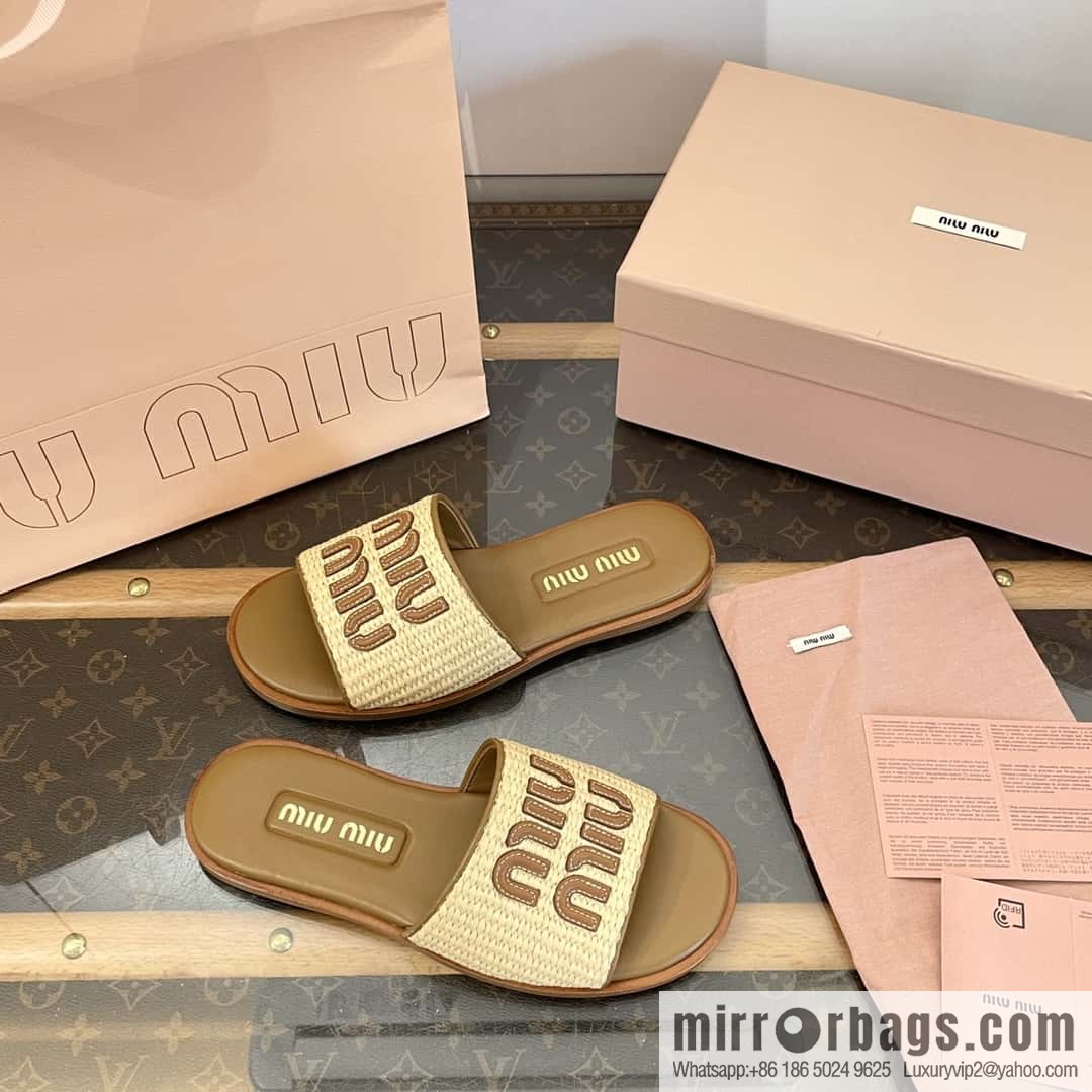 Miao Miao | | Spring and summer raffia woven alphabet slippers