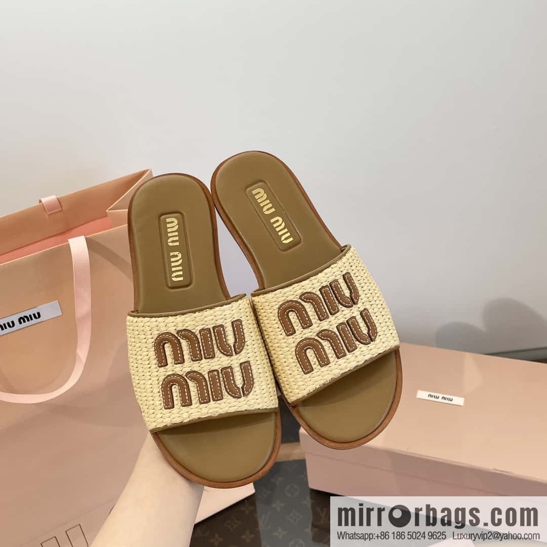 Miao Miao | | Spring and summer raffia woven alphabet slippers