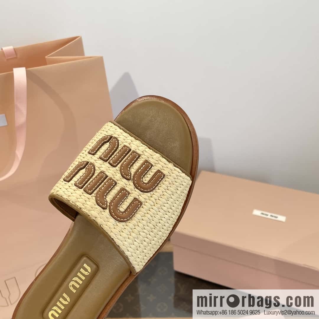 Miao Miao | | Spring and summer raffia woven alphabet slippers