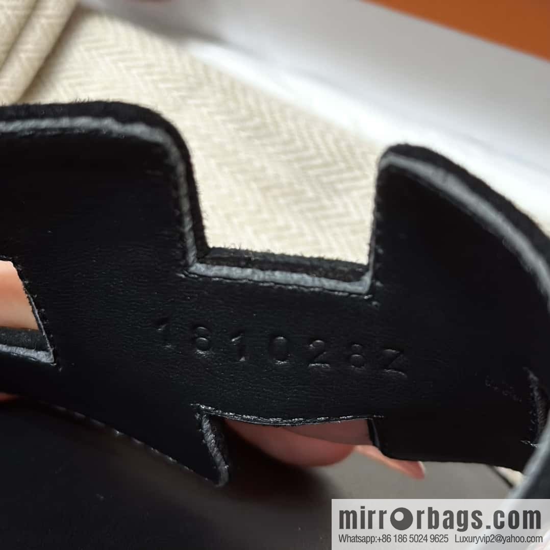 Hermès H's Rhinestone Thick Heel Sandals