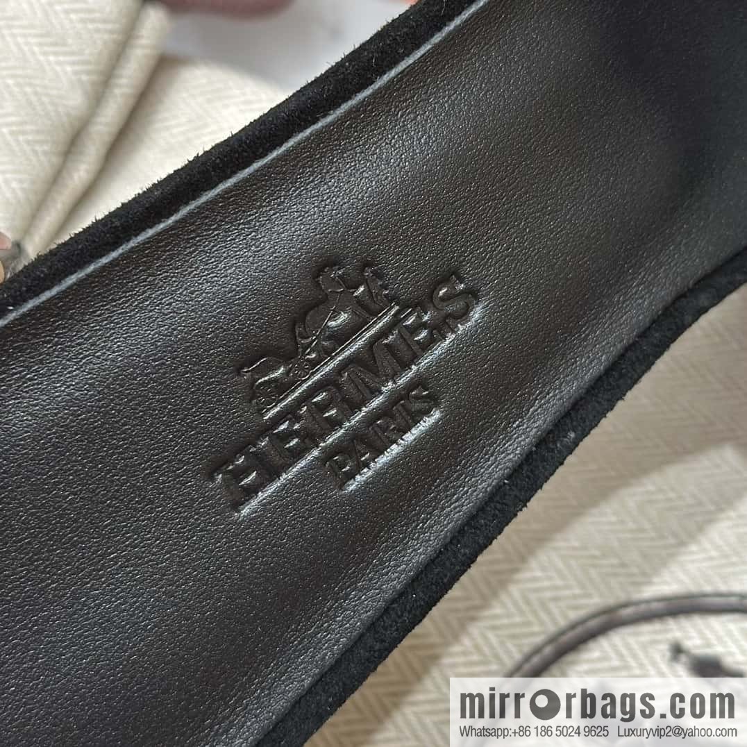 Hermès H's Rhinestone Thick Heel Sandals