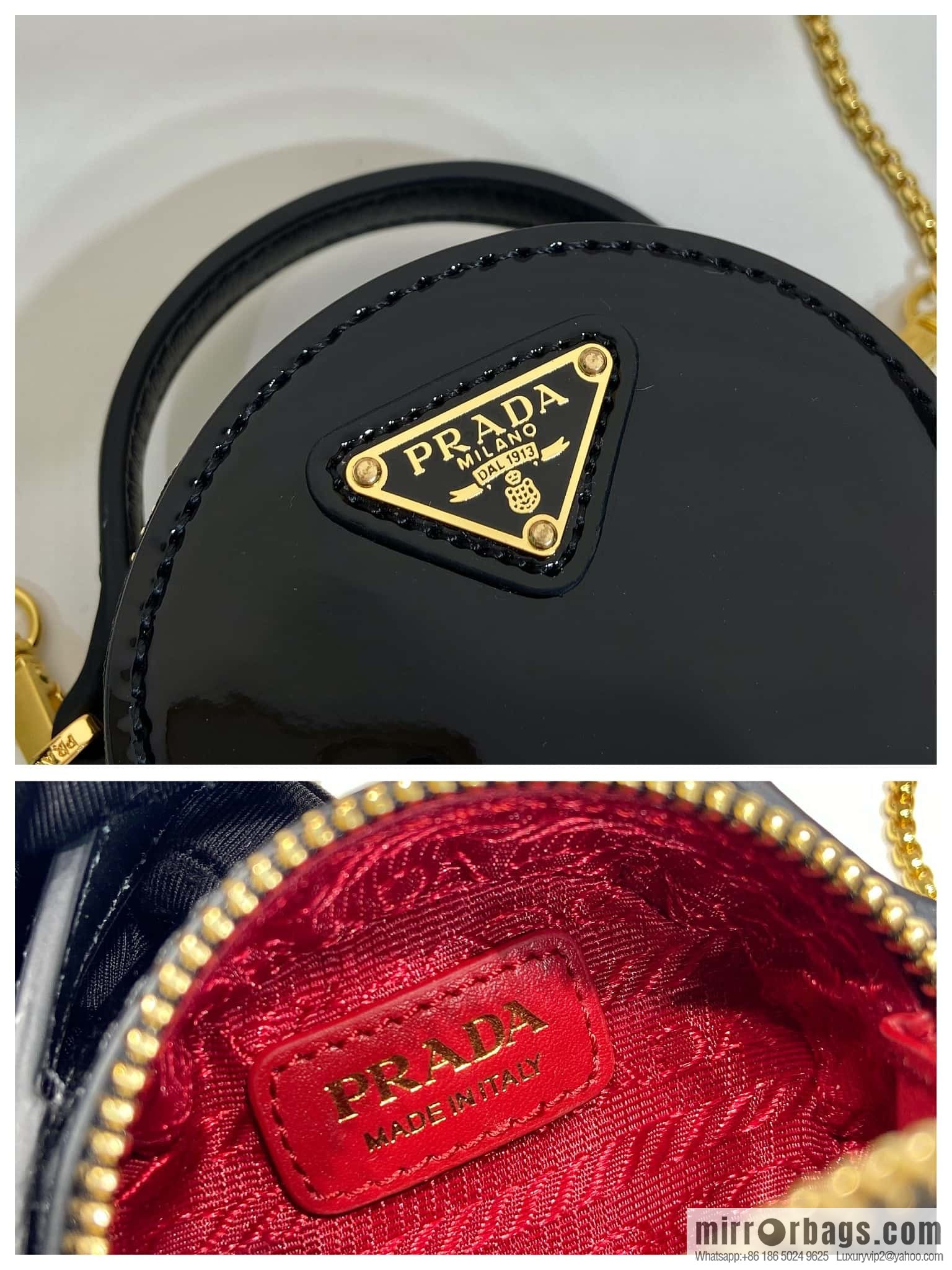 PRADA 🎉 patent leather small round bag 🎉 1NR023 🎉🎉 black