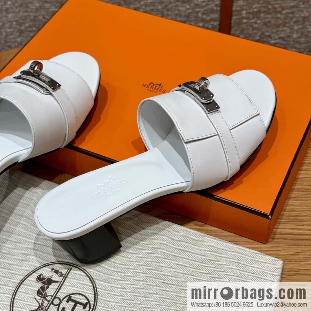 Hermes Kelly Button Slippers