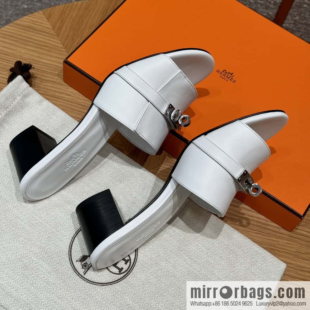 Hermes Kelly Button Slippers
