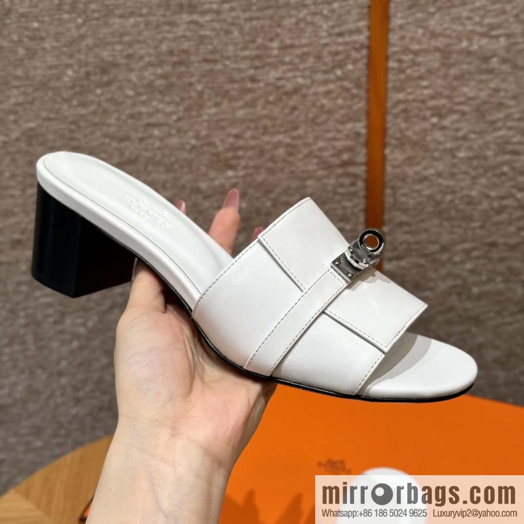 Hermes Kelly Button Slippers