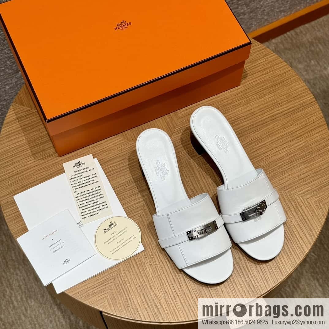 Hermes Kelly Button Slippers