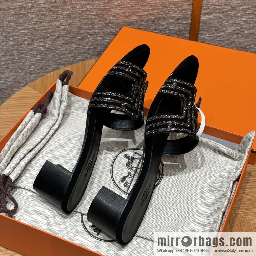 Hermès 2022 spring and summer new product H brand high-heeled diamond surface model