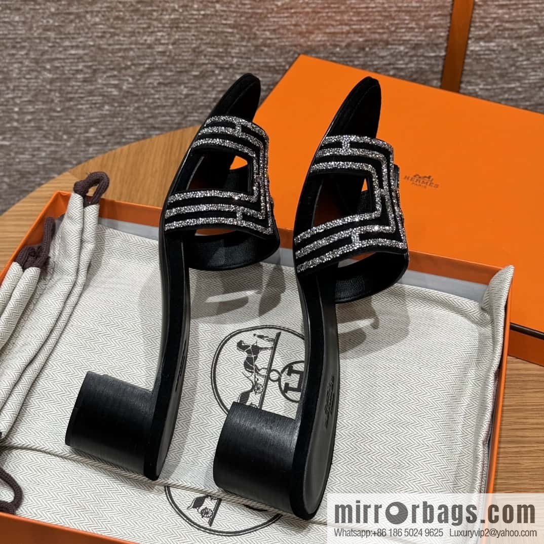 Hermès 2022 spring and summer new product H brand high-heeled diamond surface model