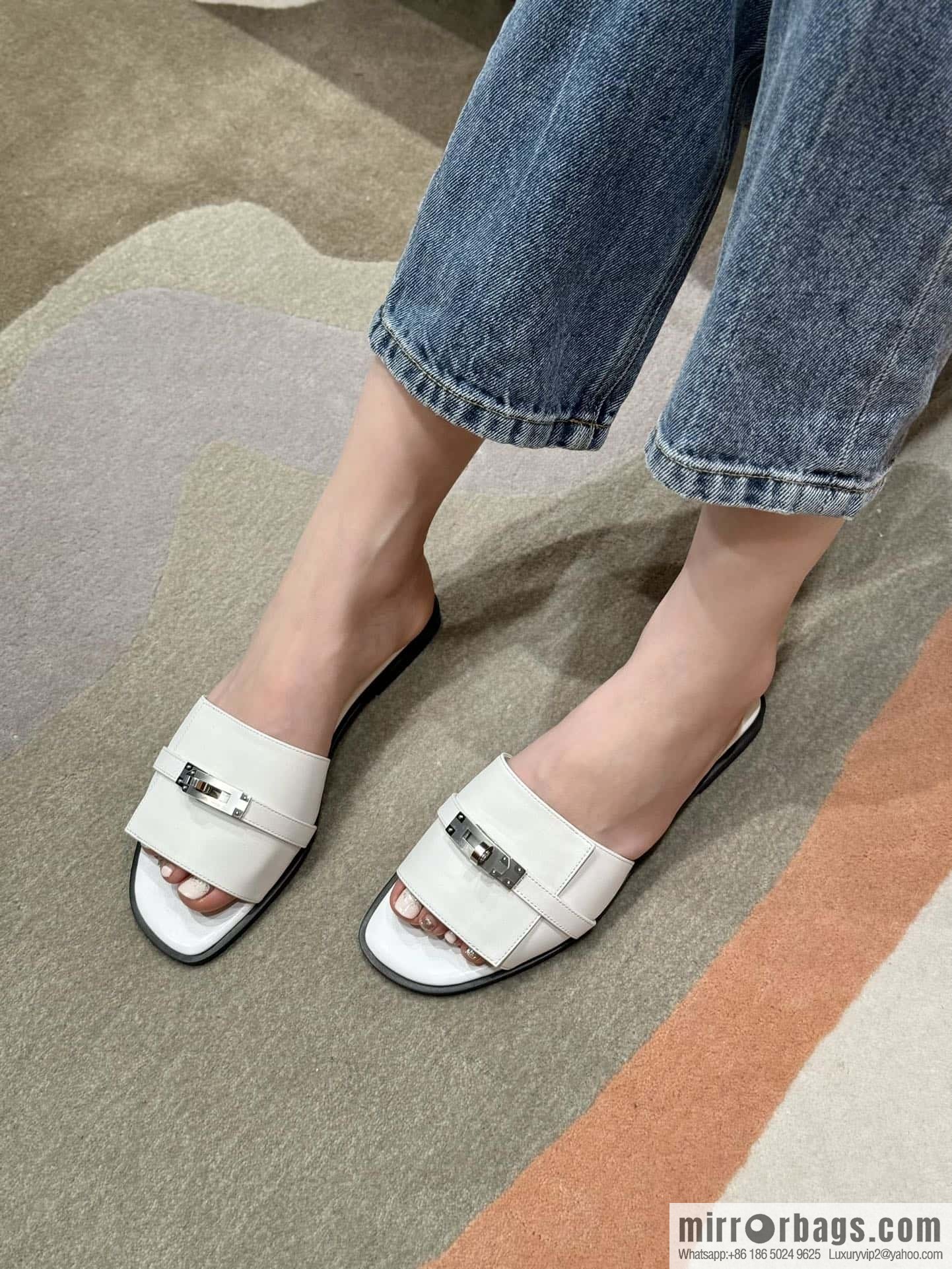Hermès 183Kelly tow sandals Gigi50 white/01Blanc