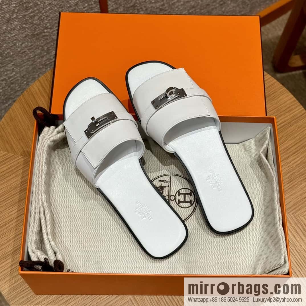 Hermès 183Kelly tow sandals Gigi50 white/01Blanc