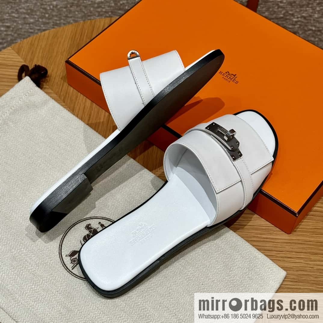 Hermès 183Kelly tow sandals Gigi50 white/01Blanc