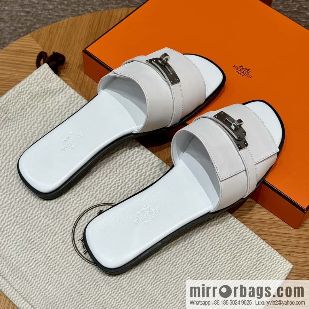 Hermès 183Kelly tow sandals Gigi50 white/01Blanc