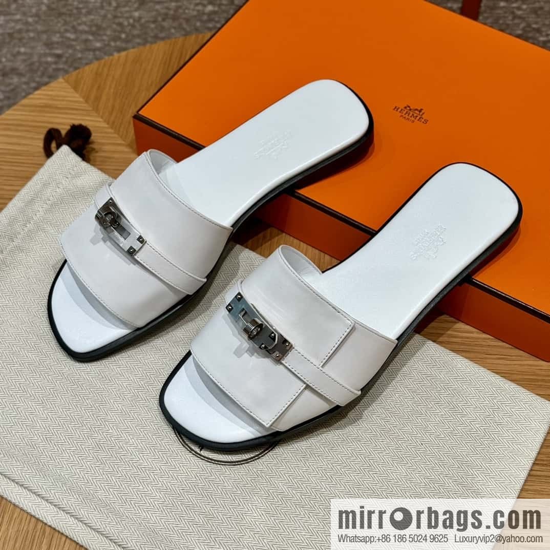 Hermès 183Kelly tow sandals Gigi50 white/01Blanc