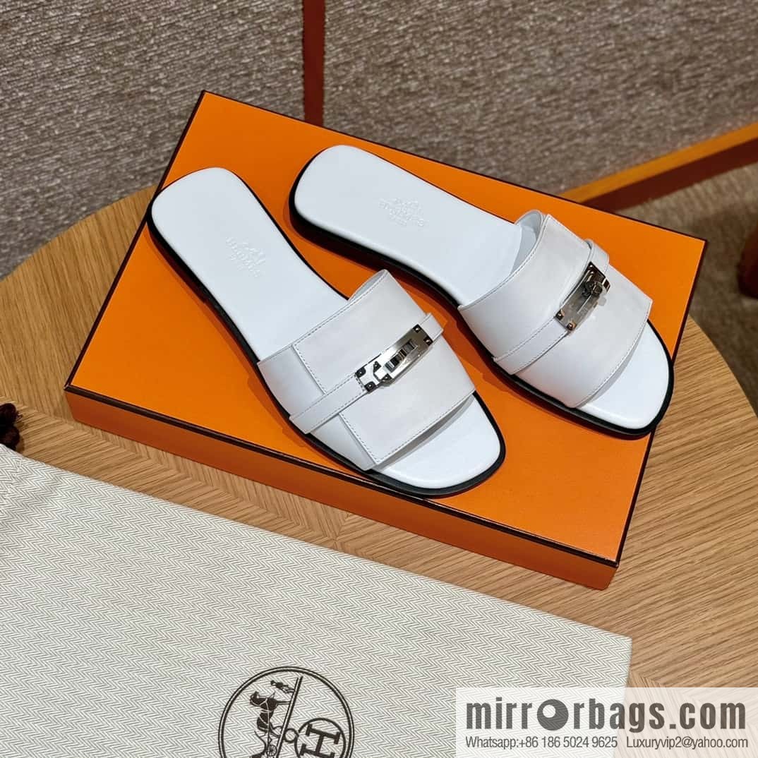 Hermès 183Kelly tow sandals Gigi50 white/01Blanc