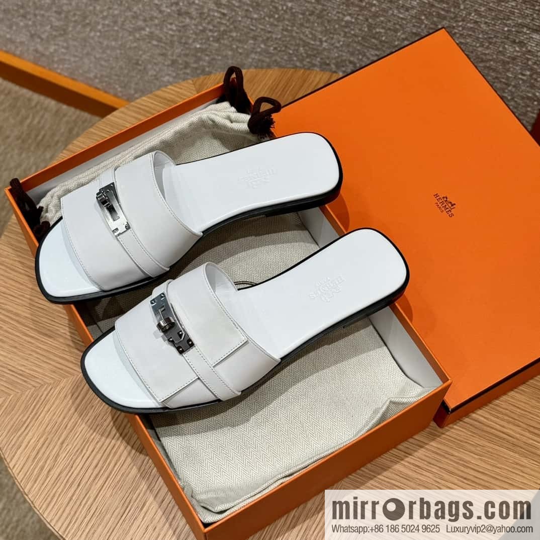 Hermès 183Kelly tow sandals Gigi50 white/01Blanc