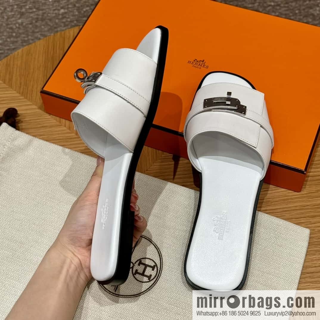 Hermès 183Kelly tow sandals Gigi50 white/01Blanc