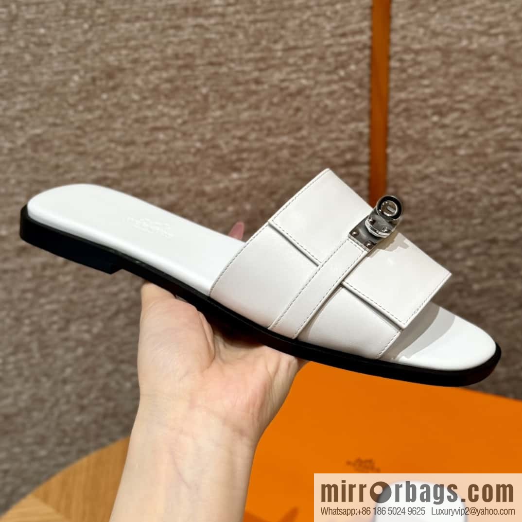 Hermès 183Kelly tow sandals Gigi50 white/01Blanc