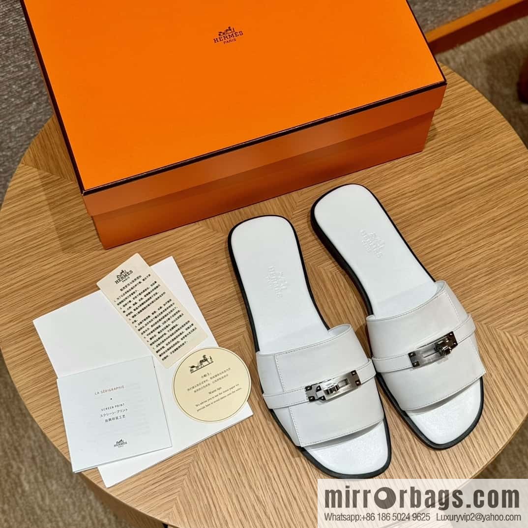 Hermès 183Kelly tow sandals Gigi50 white/01Blanc