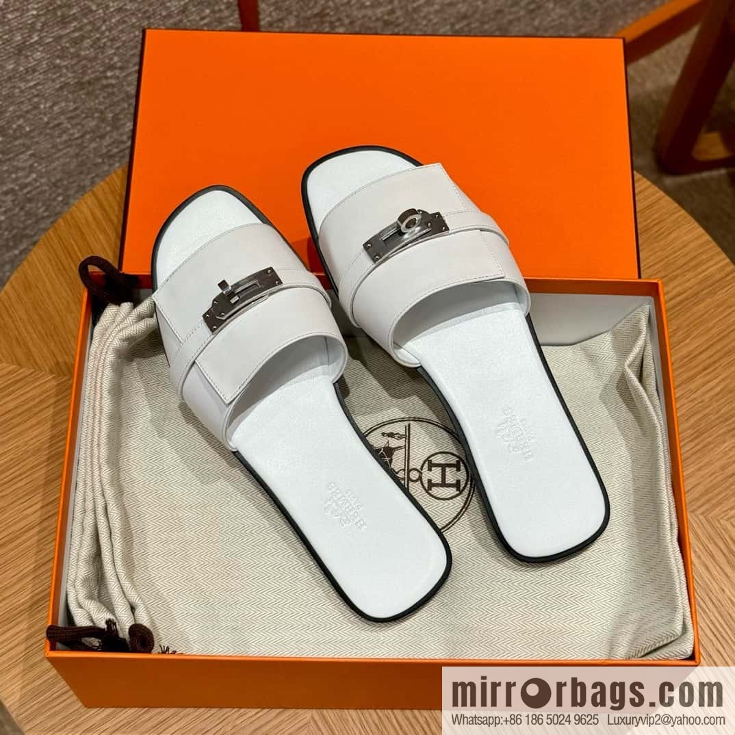 Hermès 183Kelly tow sandals Gigi50 white/01Blanc