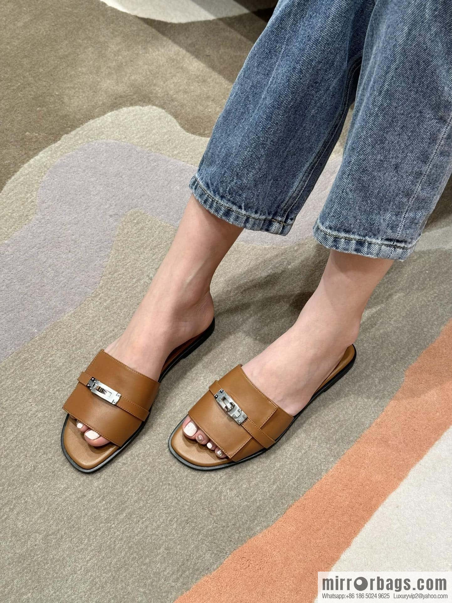 Hermès 183Kelly tow sandals Gigi50 gold brown/ck37/gold