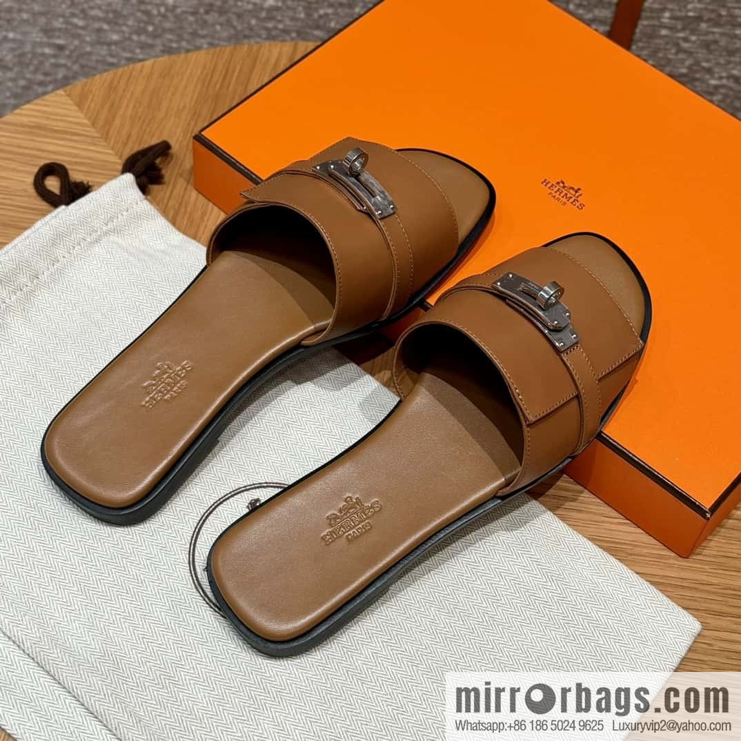 Hermès 183Kelly tow sandals Gigi50 gold brown/ck37/gold