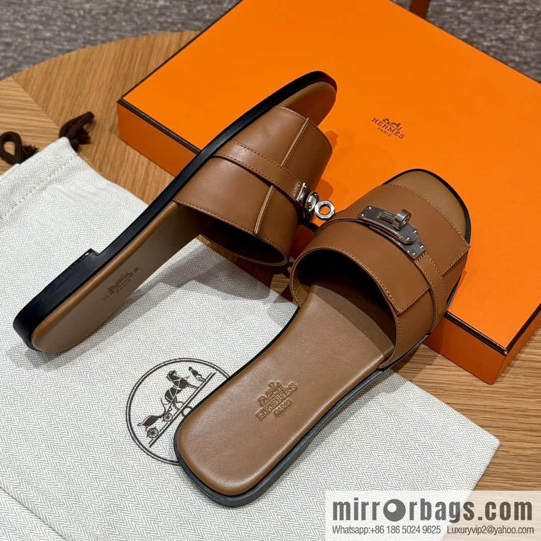 Hermès 183Kelly tow sandals Gigi50 gold brown/ck37/gold