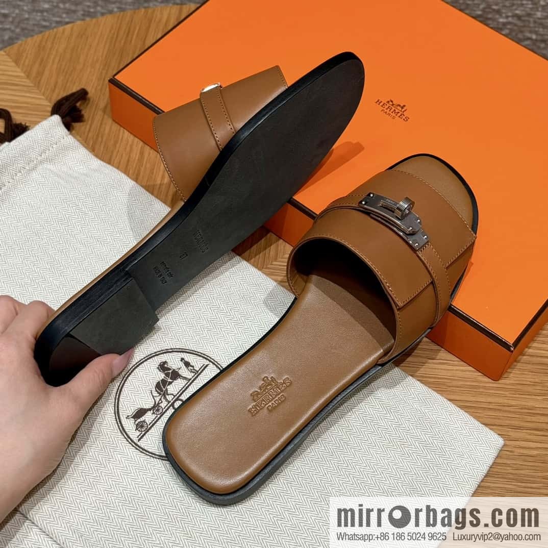 Hermès 183Kelly tow sandals Gigi50 gold brown/ck37/gold