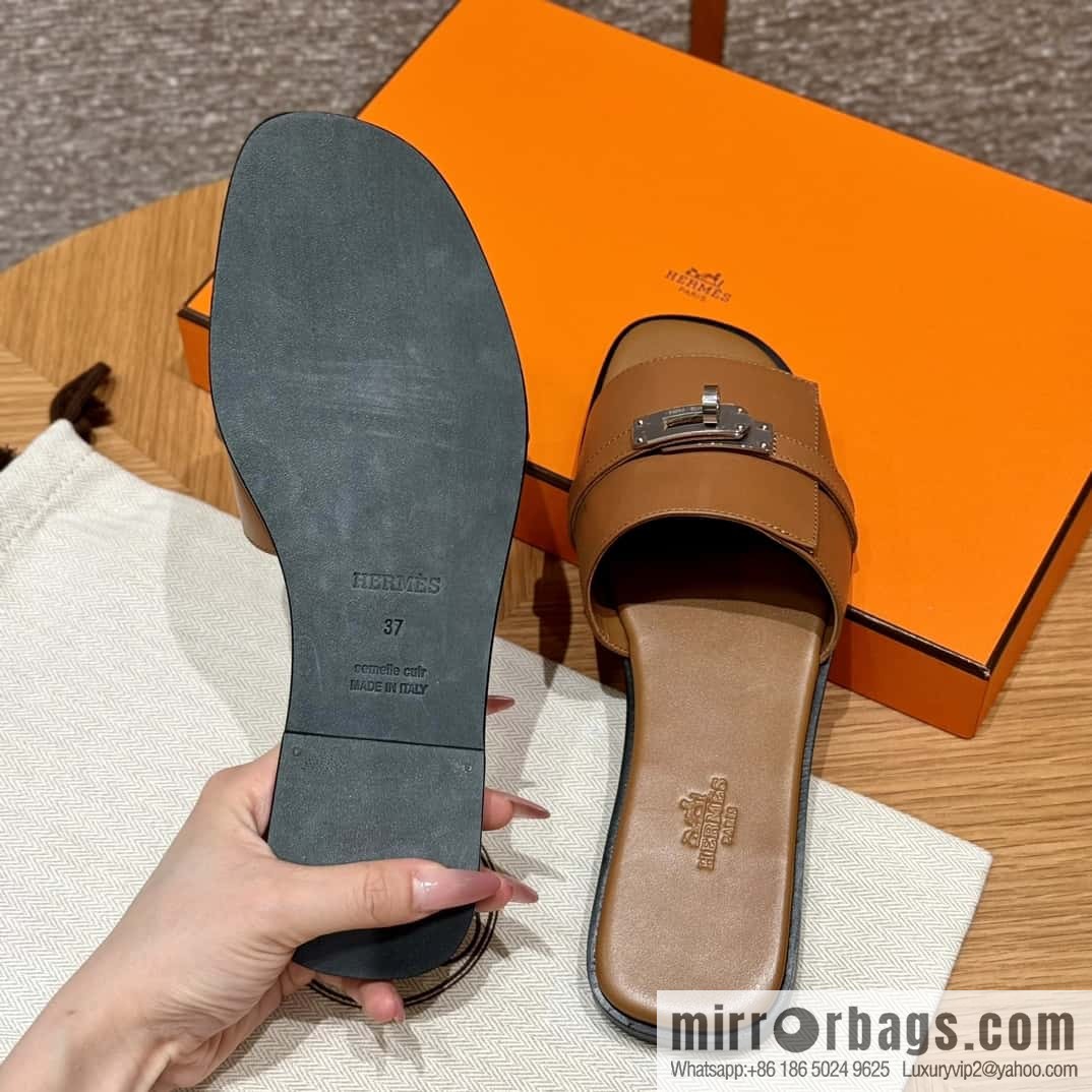 Hermès 183Kelly tow sandals Gigi50 gold brown/ck37/gold