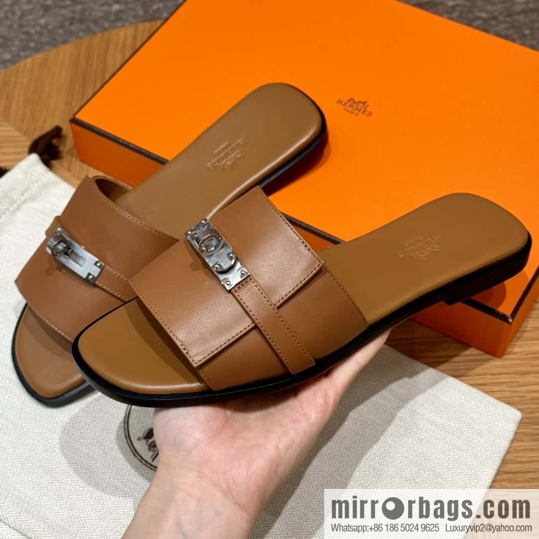 Hermès 183Kelly tow sandals Gigi50 gold brown/ck37/gold