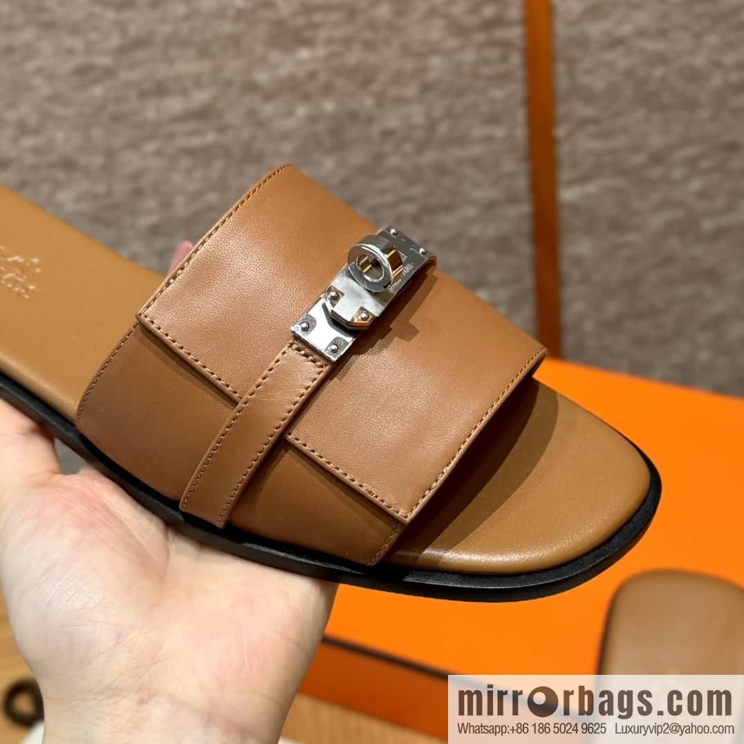 Hermès 183Kelly tow sandals Gigi50 gold brown/ck37/gold