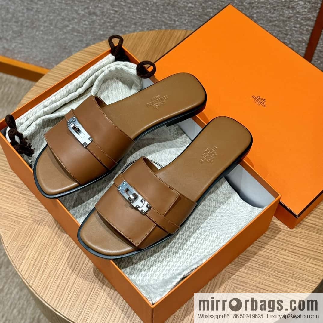 Hermès 183Kelly tow sandals Gigi50 gold brown/ck37/gold