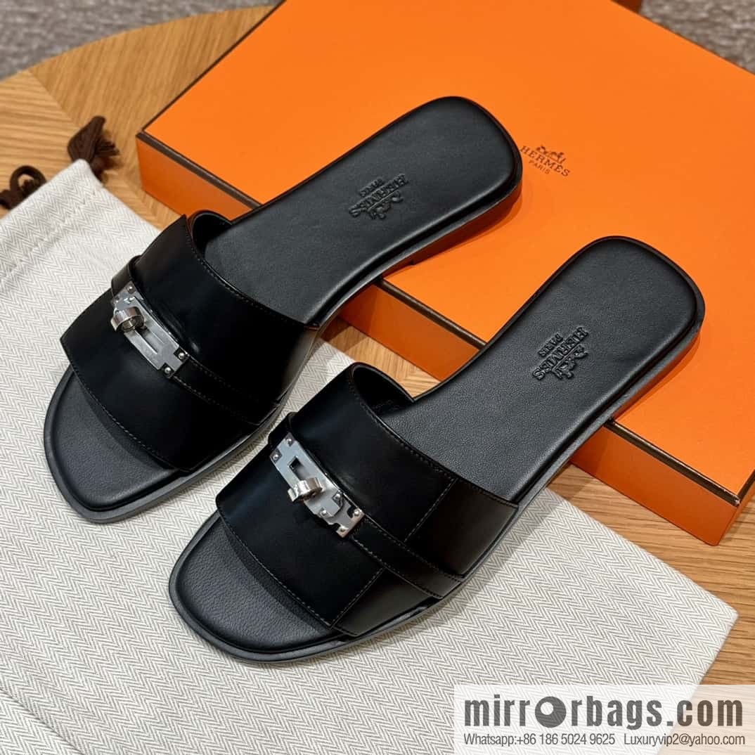 Hermès 183Kelly tow sandals Gigi50 black/CK89/Noir