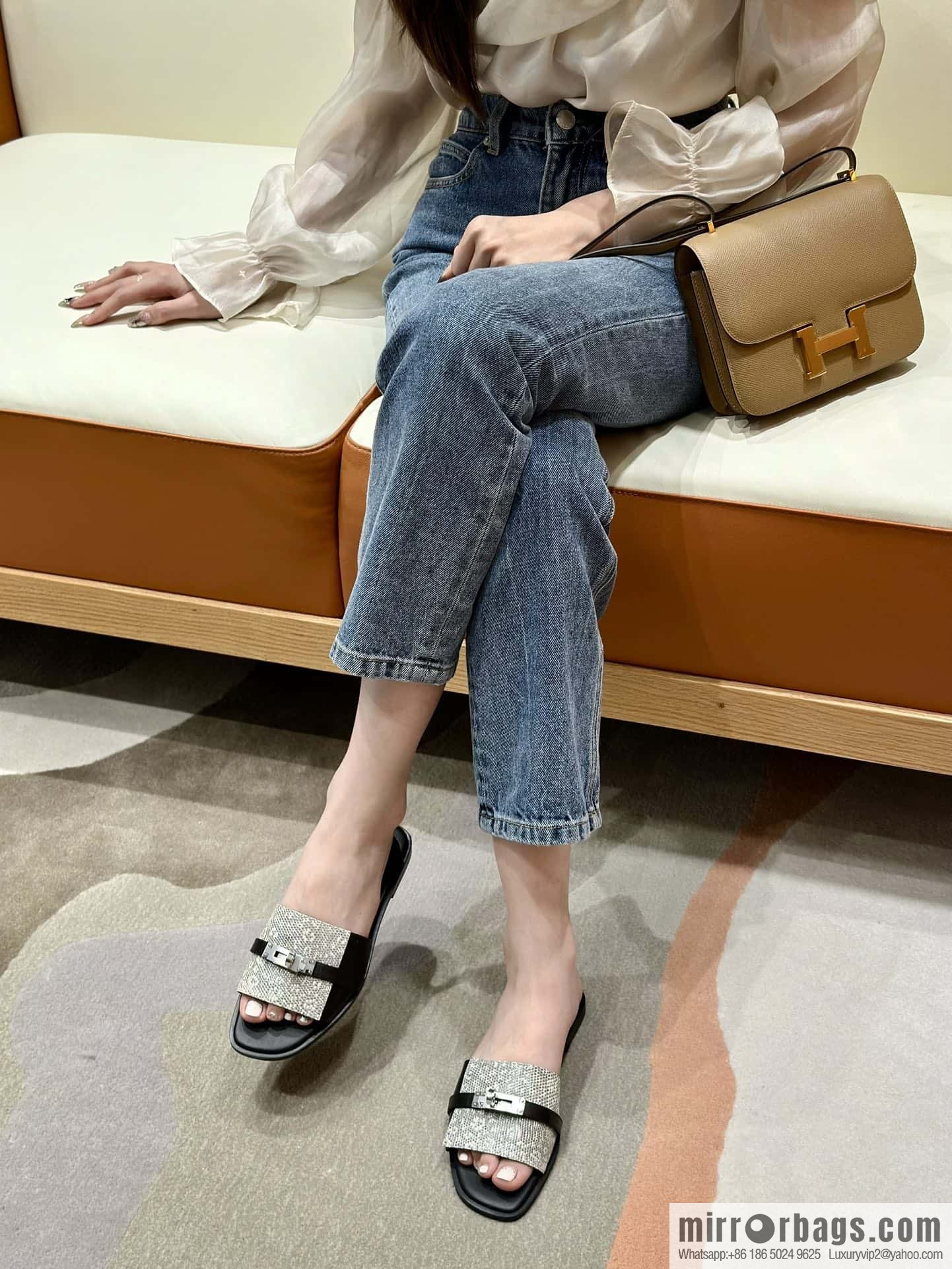 Hermès 183Kelly tow sandals Gigi50 black/CK89/Noir/Himalaya/Lizard primary color