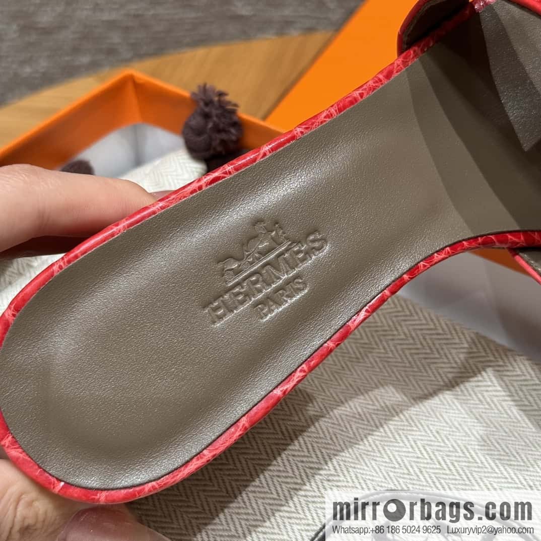 Hermès 185 Oasis High Heel Sandals alligator/Crocodile 🐊 Ferrari Red/95/Braise