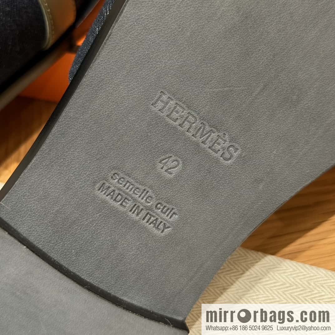 Hermès 183 GABRIEL Men's sandals, denim/Cowboy dark green/Dark green