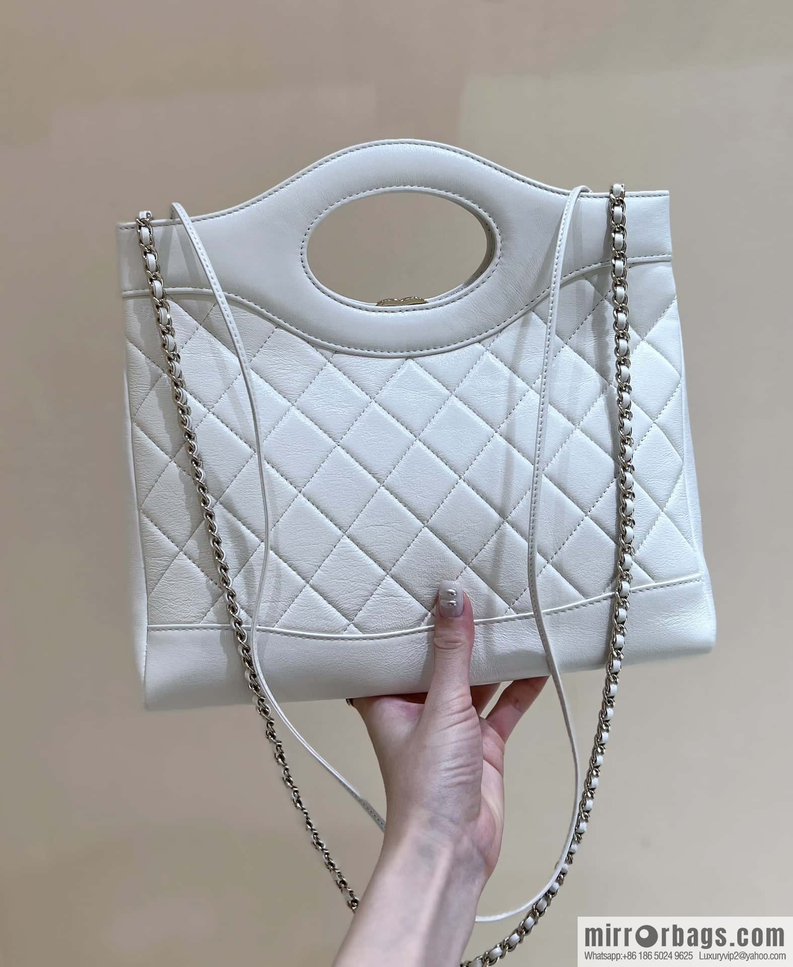 CHANEL 24S New S 31bag oil wax sheepskin AS4853 white
