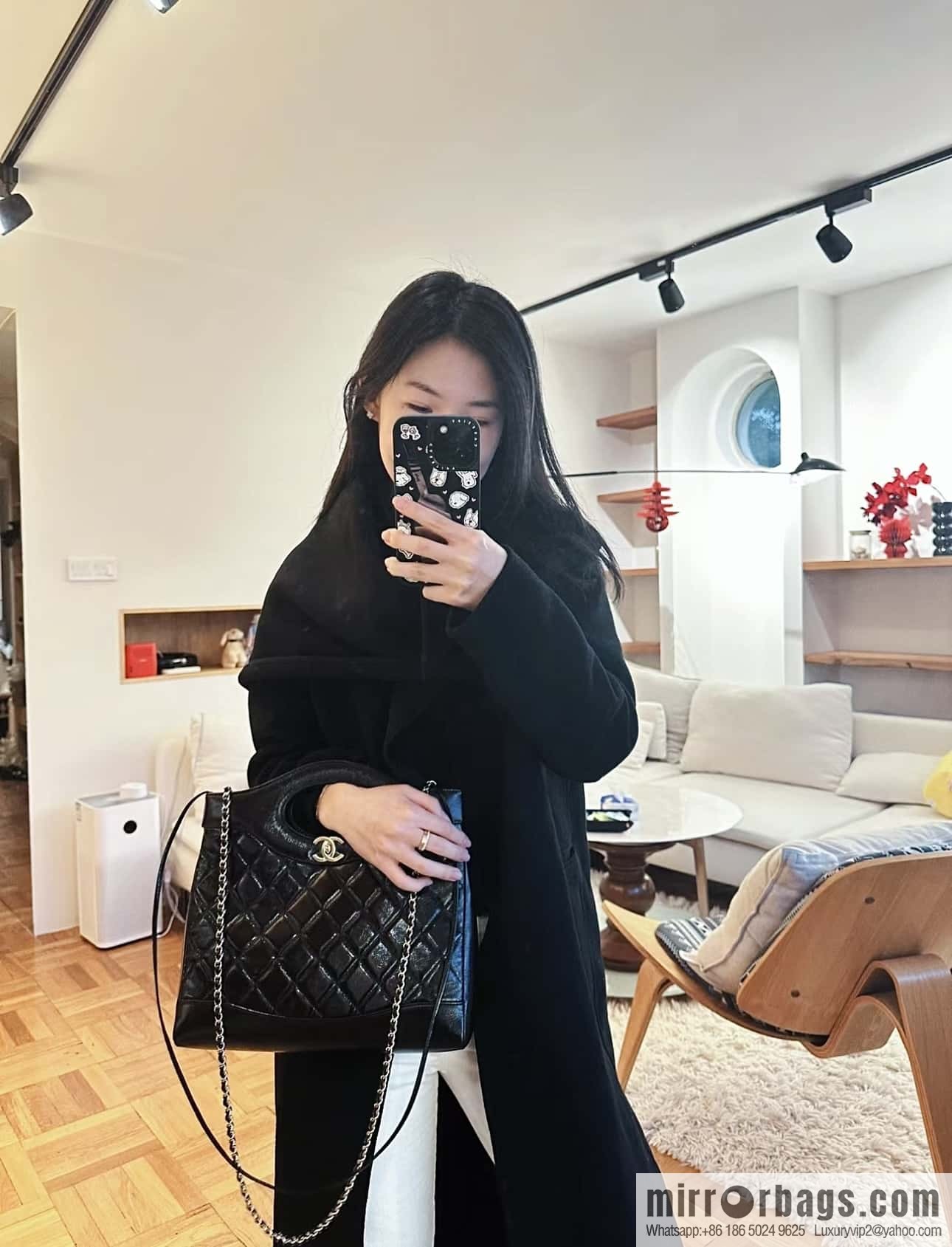 CHANEL 24S new small 31bag oil wax sheepskin AS4853 black