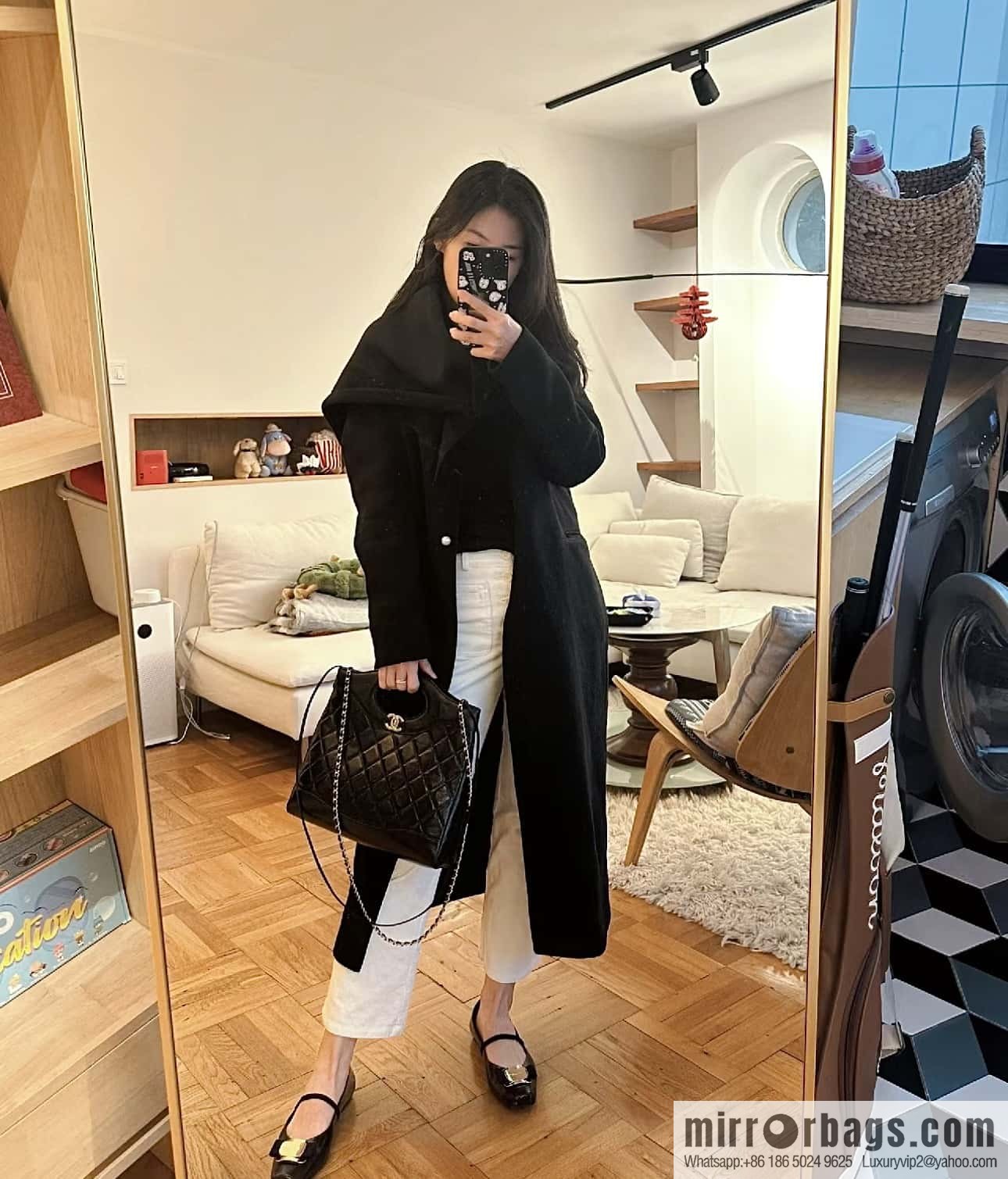 CHANEL 24S new small 31bag oil wax sheepskin AS4853 black