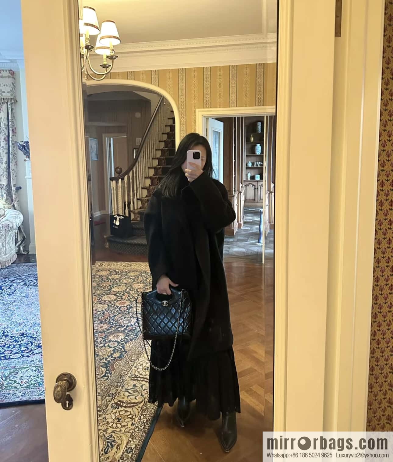 CHANEL 24S new small 31bag oil wax sheepskin AS4853 black