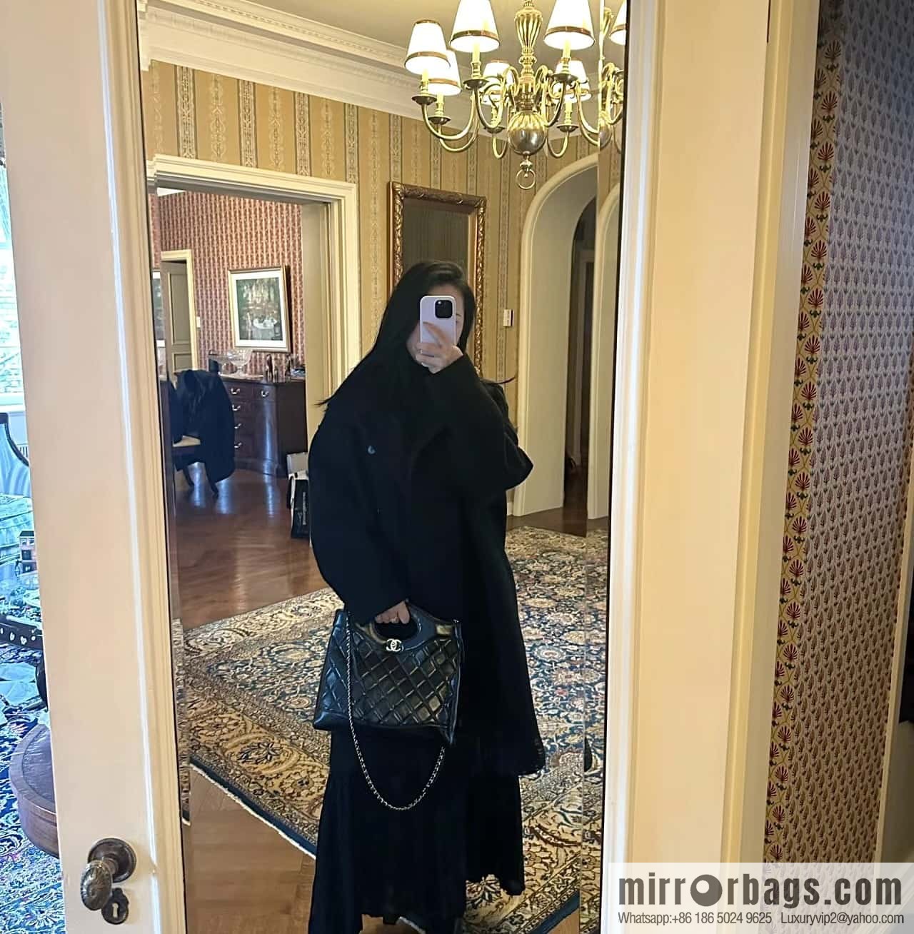 CHANEL 24S new small 31bag oil wax sheepskin AS4853 black