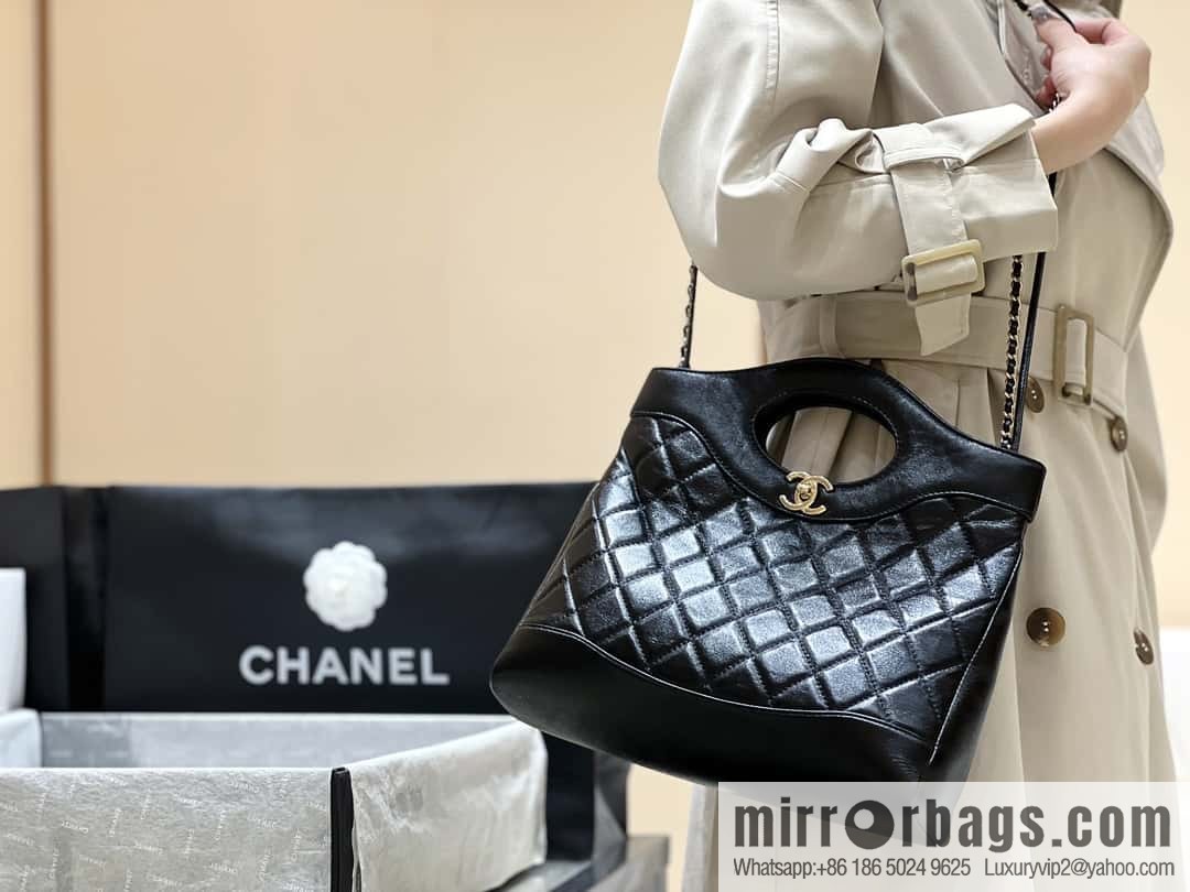 CHANEL 24S new small 31bag oil wax sheepskin AS4853 black