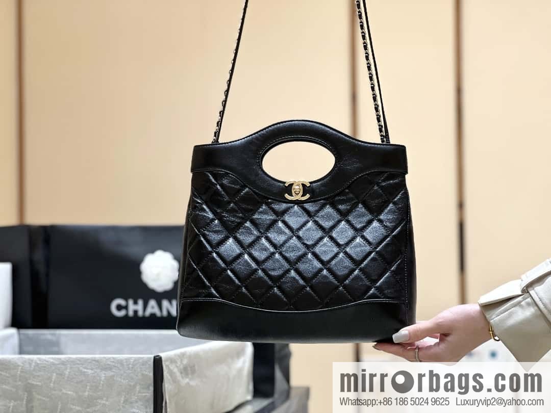 CHANEL 24S new small 31bag oil wax sheepskin AS4853 black