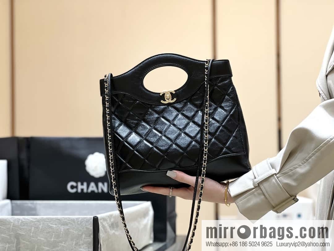 CHANEL 24S new small 31bag oil wax sheepskin AS4853 black