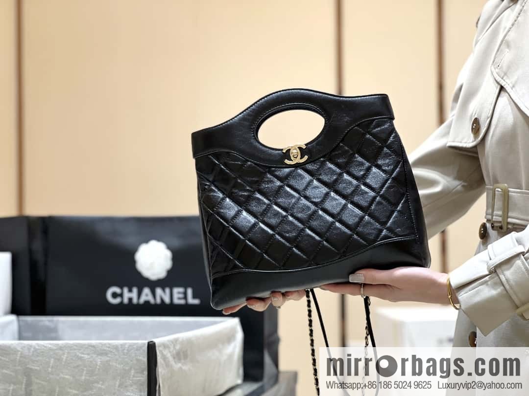 CHANEL 24S new small 31bag oil wax sheepskin AS4853 black