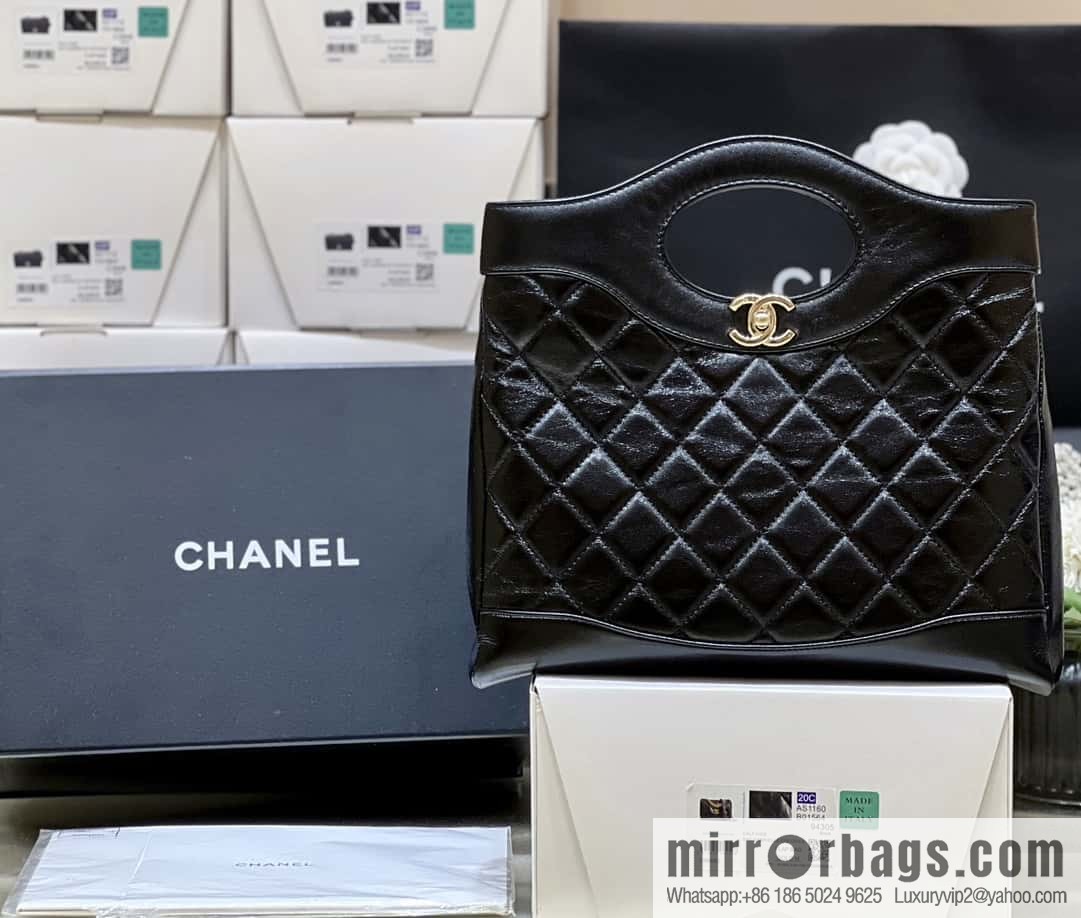 CHANEL 24S new small 31bag oil wax sheepskin AS4853 black