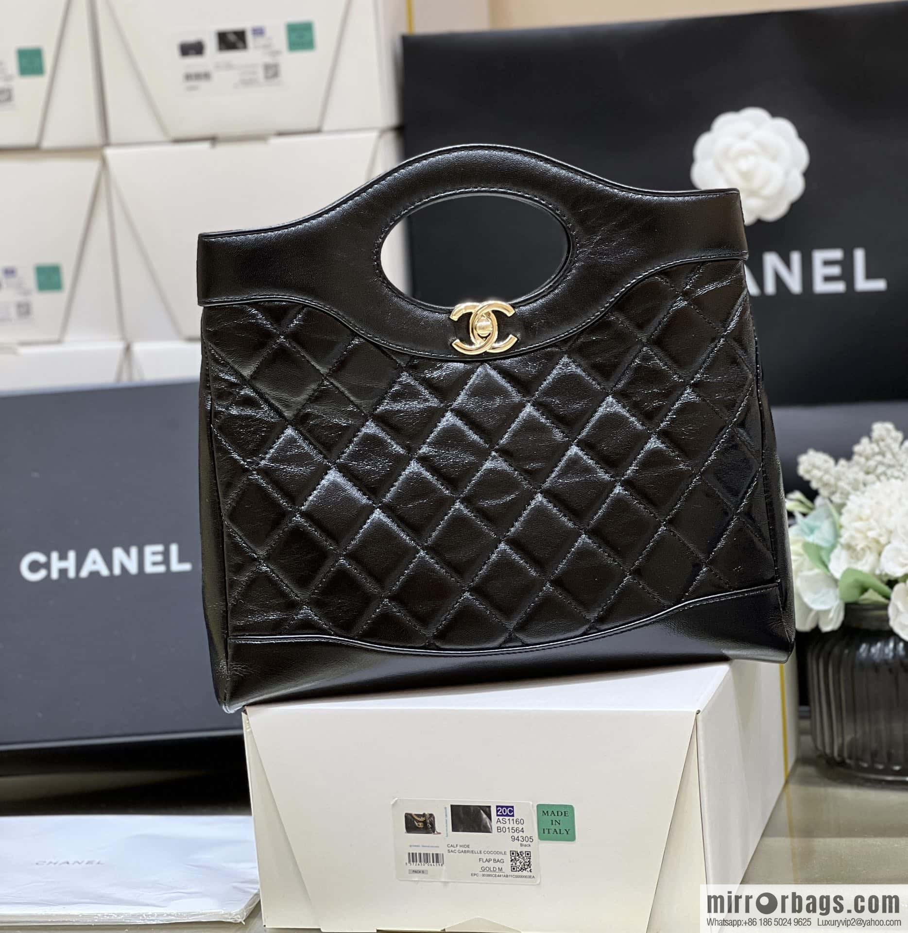 CHANEL 24S new small 31bag oil wax sheepskin AS4853 black