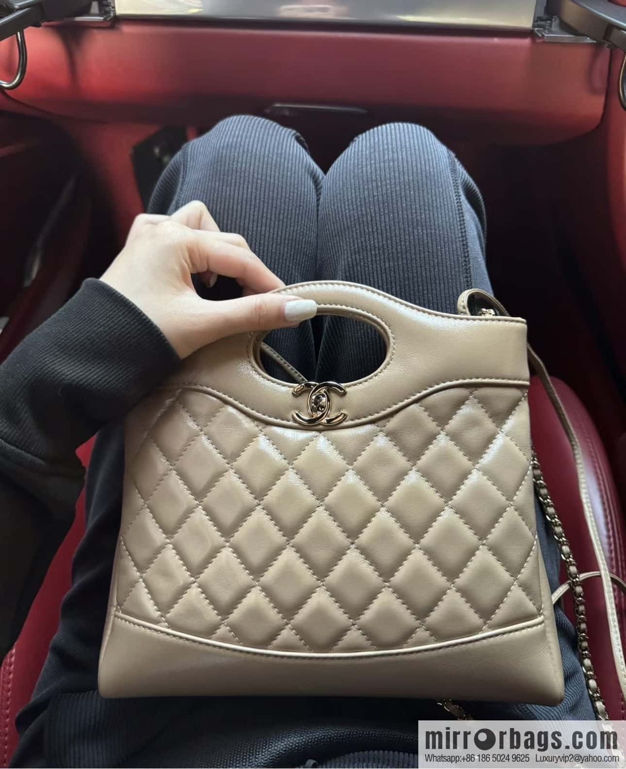 CHANEL 24S mini 31bag oil wax sheepskin AS4133 milk tea color